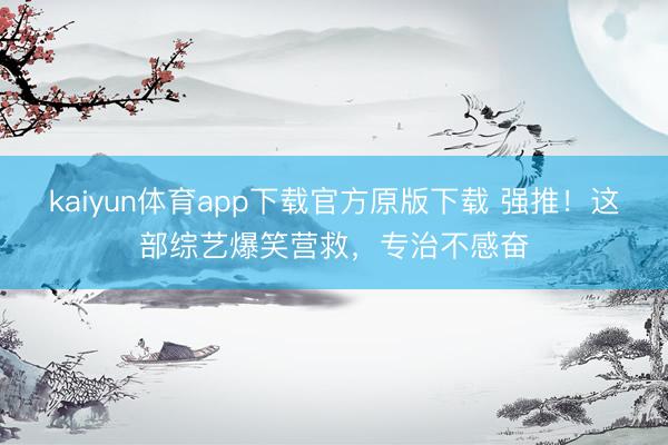 kaiyun体育app下载官方原版下载 强推!这部综艺爆笑营救,专治不感奋
