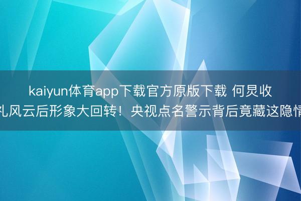 kaiyun体育app下载官方原版下载 何炅收礼风云后形象大回转！央视点名警示背后竟藏这隐情