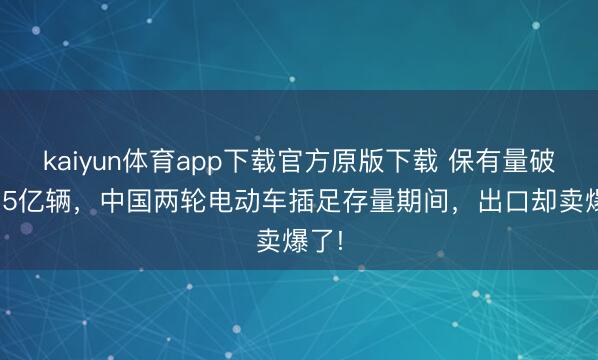 kaiyun体育app下载官方原版下载 保有量破损4.5亿辆，中国两轮电动车插足存量期间，出口却卖爆了!