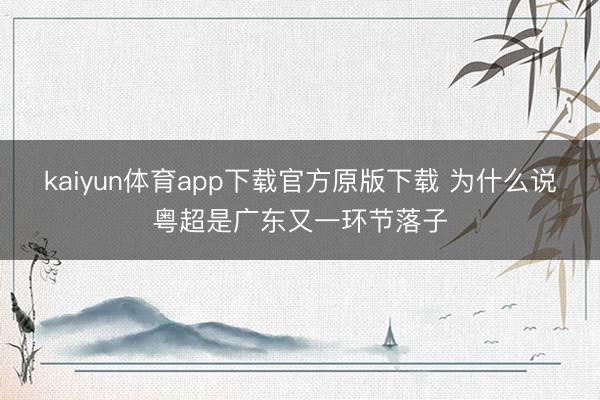 kaiyun体育app下载官方原版下载 为什么说粤超是广东又一环节落子